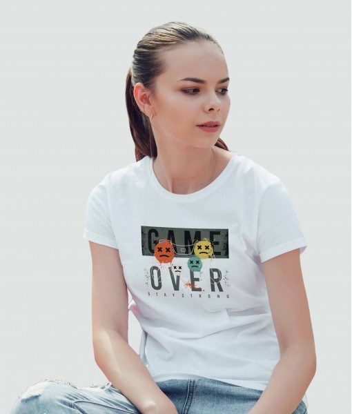 Дамска тениска с щампа Текст и надписи GAME OVER 2